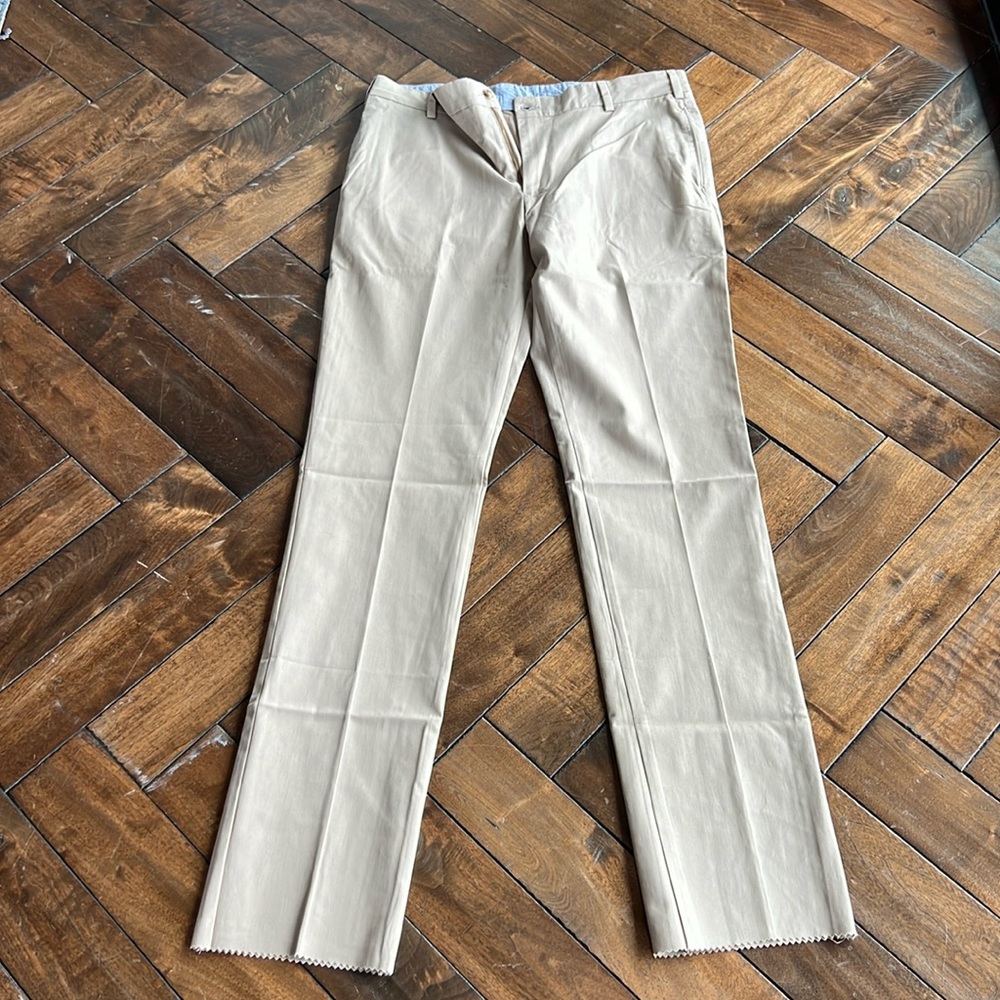 Frank’s pants trim fit made in USA long inseam unhemmed Plain front chino pants